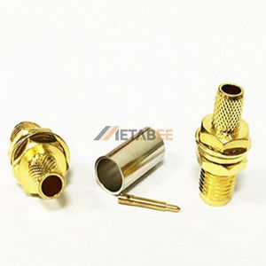 Conector hembra RP de mamparo frontal recto chapado en oro de 50 ohmios para cable RG316 - Product Image 3