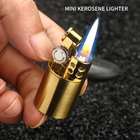 Mini briquet à pétrole écologique en métal, design moderne et simple, avec meule à silex et flamme nue