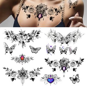 Tatuaggi Temporanei Sexy <span class=keywords><strong>per</strong></span> Donne Grandi Adesivi a Forma di Fiore e Farfalla Impermeabili Tatuaggi Finti Trucco <span class=keywords><strong>per</strong></span> il Corpo <span class=keywords><strong>per</strong></span> Ragazze - Product Image 4