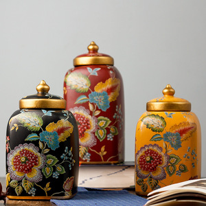 Decorative Storage Vintage <strong>Ceramic</strong> Kitchen Jars Storage Jars Retro Tea Candy Jar Tin Sugar Cans Organizer Paint Storage Tanks - Product Image 2