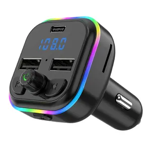 Wireless FM Transmitter Car Kit Radio Receiver MP3 Player With USBCar Charger Read Micro TF Card And Colorful Ambient Lighting