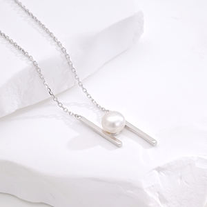 Elegante collar de perlas de agua dulce de Plata de Ley 925 para mujer accesorio de moda - Product Image 5