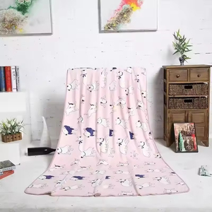 Manta de franela de perro blanco de dibujos animados lindo OEM de fábrica, borde de cinta suave para manta de cama de todas las estaciones - Product Image 1