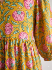 Vestido Midi Bohemio de Algodón con Rayas Rosas y Estampado Floral, con Estampado a Mano, para Mujer, Ropa Informal de Resort y Estilo Veraniego - Product Image 4