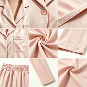 Set Pigiama da Donna in Cotone Damascato 60S ad Alta Densità, Classico con Colletto a Risvolto, Personalizzabile con Logo OEM ODM, Abbigliamento di Lusso per il Relax, Vendita all'Ingrosso - Product Image 5