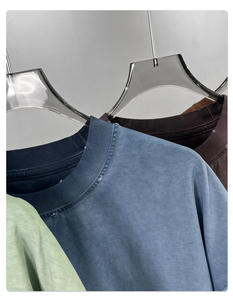 Футболки из плотного хлопка оверсайз унисекс, винтажные футболки из органического хлопка с эффектом кислотной стирки, футболки с заниженной линией плеча, мужские футболки, уличная одежда - Product Image 4