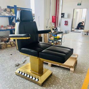 Lit <span class=keywords><strong>de</strong></span> <span class=keywords><strong>massage</strong></span> électrique <span class=keywords><strong>de</strong></span> luxe avec base en métal doré, 4 moteurs et commande au pied, idéal <span class=keywords><strong>pour</strong></span> salon <span class=keywords><strong>de</strong></span> beauté - Offre spéciale - Product Image 3