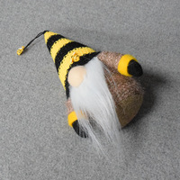 Figurine de gnome abeille printemps-été, poupée nain, ornement de gnome elfe rayé abeille, décoration de printemps