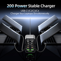 Estación de Carga Ultra Rápida Multipuerto de 200w GaN Tipo C 8c 2a, Compatible con Qc3.0 Pd3.0, Apta para iPhone iPad 100w