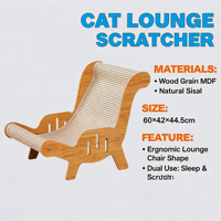 Grande Maison de Luxe en Bois pour Chat, avec Griffoir, Chaise Longue et Lit Canapé Moderne en Sisal, Protection de Meubles, pour Intérieur