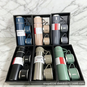 Stainless Steel Vacuum <b>Bottle</b> 500ml With Three Lids Gift Set For Hot Cold Drinks - Product Image 1