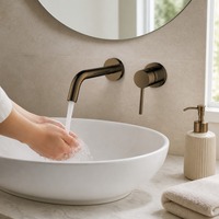 Смеситель для раковины Frascio Gold Waterfall, настенный, с одним отверстием, из латуни, с керамическим картриджем, для виллы