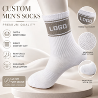 Chaussettes de sport personnalisées avec logo, en maille jacquard imprimée, chaussettes de sport athlétiques en maille, chaussettes de sport blanches personnalisées pour hommes, chaussettes de sport en coton pour la gym