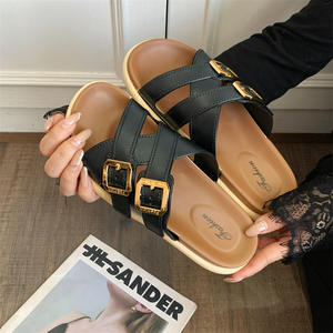 <span class=keywords><strong>Sandales</strong></span> plates décontractées à bout ouvert pour femmes Heli Shark Platform, avec boucle, tendance, assorties aux couleurs, pour la plage - Product Image 2