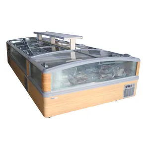 Kaliteli uzun hizmet promosyon dondurulmuş gıda dolabı açık kombine derin ada kabine dondurucu yatay ekran buzdolabı