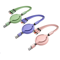 Câble de charge rapide USB-C tout-en-un rotatif à 3 prises avec connecteurs magnétiques à 9 broches Micro USB Type C pour téléphone