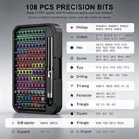 Jeu de tournevis de précision à poignée en plastique, 108 embouts magnétiques, kit d'outils de réparation pour téléphones portables et électronique DIY - OwiHaerxis