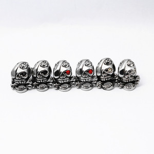 Pendientes de esqueleto yunnique, diseño de calavera con ojos rojos, de acero de titanio, joyería de moda - Product Image 4