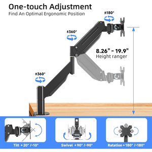MD71L 17 "-49" 21kg Ressort à gaz robuste Bras de moniteur unique Support de bureau Support d'écran <span class=keywords><strong>incurvé</strong></span> noir Support pour ordinateur Support VESA - Product Image 4