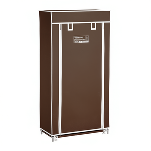 Étagère à chaussures en tissu marron 23 x 11 x 42 avec couvercle, rangement élégant pour le salon - Product Image 1