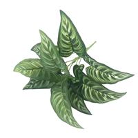 Paling Populer hiasan ukuran kustom Bonsai buatan, 18 daun daun Alocasia daun untuk dekorasi kantor tanaman dan bunga