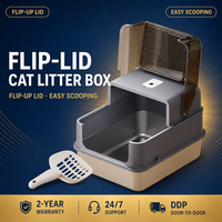 Bac à litière pour chat avec couvercle pliable et pelle, semi-fermé, anti-éclaboussures, pour chats de petite et moyenne taille