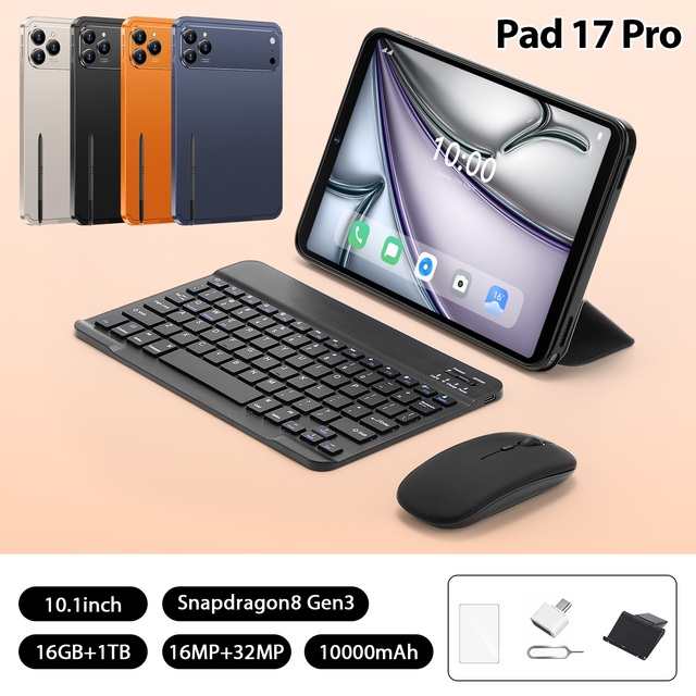 Pad 17 Pro 5G Global Version Tablet PC 16GB+1TB 10.1-Inch Android 15 10000mAh Large Battery