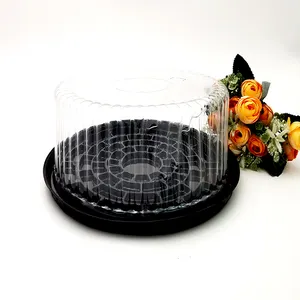 Plastic Tray Box Wholesale 8''10''12''14'' Clear PET Plastic Round Cake Packaging Tray Box