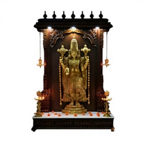 Mandir de Madera de Teca con Acabado en Nogal, Estilo Gopuram, Tallado a Mano, Hecho en el Sur de la India, para el Hogar, en Oferta - Product Image 4