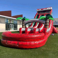 Toboggans aquatiques gonflables double piste de 28 pieds Tropical Sunshine pour fêtes et installations de divertissement aquatique - En solde