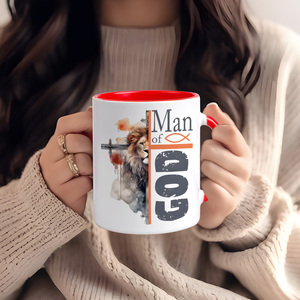 Tasse en céramique religieuse de marque Diytree de 11 oz avec croix de lion de la foi chrétienne et message "Fils de Dieu" pour un cadeau de mariage - Product Image 5