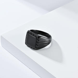 Minimalist Unisex Square Titanium Steel <b>Ring</b> Gold Black Silver Daily Wear Jewelry - Product Image 4