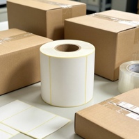 Rouleau d'étiquettes en papier couché blanc vierge, autocollant adhésif pour imprimante à transfert thermique, étiquette d'inventaire à code-barres