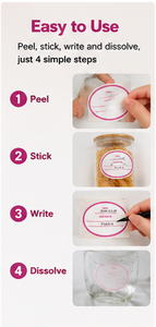 Water Soluble <b>Labels</b> Oval Self-Adhesive Paper Writable Food Storage <b>Labels</b> Safe Non-Toxic Strong Adhesion - Product Image 6