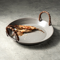 Assiettes personnalisées de marque, couleur gris réactif, avec des taches, vaisselle haut de gamme pour hôtels et restaurants, assiettes avec poignée