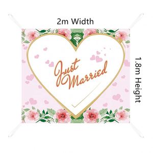 Pancarta de Recién Casados 2020, Decoración para Fiesta de Despedida de Soltera, Accesorios para Fotos de Boda, Fondo de 1.8x2m con Forma de Corazón - Product Image 4