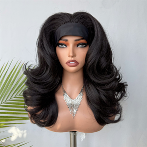 Perruque synthétique Latisha à ondulations courtes, effet yaki bouclé, en fibre haute température, aspect naturel, avec bandeau <span class=keywords><strong>afro</strong></span>, sans colle - Product Image 2