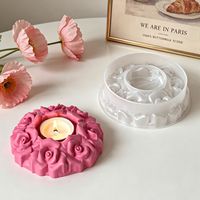 Neue Ideen Rosen-Blumengirlande Kerzenhalter Silikon-Gel-Form Aromatherapie-Kerze Gips-Ornament DIY Valentinstag-Dekoration