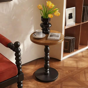 Table basse d'angle rétro <span class=keywords><strong>française</strong></span> en bois massif mobile pour salon, table d'appoint de canapé - Product Image 2