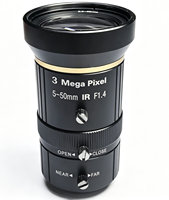 Objectif CCTV à monture CS 5-50 mm varifocal 3MP à iris manuel, zoom optique 10x, grande ouverture F1.4 pour caméra de sécurité