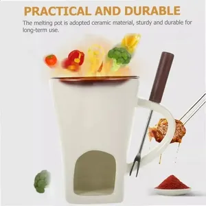 Tasse à café en céramique créative de 200ml avec fonction de chauffage pour fondre le <span class=keywords><strong>fromage</strong></span> et le chocolat pour <span class=keywords><strong>la</strong></span> vaisselle de Noël Fourchette incluse - Product Image 4