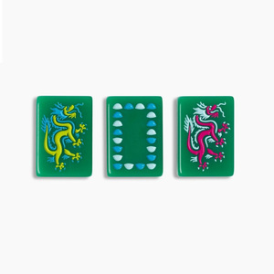 Tuiles de Mahjong Vertes Série Émeraude Américaine Jeu de Mahjong avec Motif Poisson Rose Directions Nord-Ouest Sud-Ouest - Product Image 5