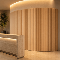 Panneau mural flexible en placage de bois à lattes ondulées, panneau acoustique 3D, revêtement cannelé pour hôtel, bar, salon