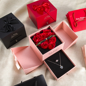 Double-layer Embossed <strong>Jewelry</strong> <strong>Rose</strong> Eternal Flower Gift <strong>Box</strong> Lipstick Necklace Ring Valentine's Day Birthday Packaging <strong>Box</strong> - Product Image 3