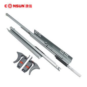 Consun <b>Drawer</b> <b>Slides</b> 1.8mm Cold-Rolled Steel 22-10 Inch Soft Closing Furniture Silent Track - Product Image 1