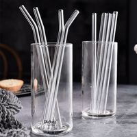 Pailles à Cocktail Réutilisables en Verre Borosilicaté, 0.8 x 20 cm, Transparentes et Résistantes à la Chaleur, Écologiques, pour Boissons (Personnalisation du Logo)
