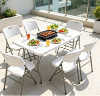 Table de banquet pliante rectangulaire en métal blanc, extensible, étanche, empilable, personnalisable en taille, pour extérieur, pas chère