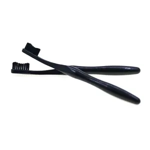 Wholesale Tooth Cleaning Disposable Totally Bamboo Full Handle Black Round Handle Bamboo Toothbrush