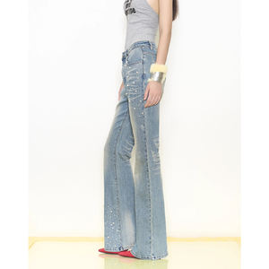 Pantalones Vaqueros Casuales Ajustados de Mezclilla con Lavado Desgastado Retro Personalizados, con Cintura Alta y Diseño Vintage - Product Image 2