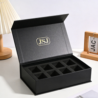 Boîte cadeau de luxe en carton rigide mat noir avec logo personnalisé, fermeture magnétique pliable, emballage pour produits de beauté et de soin de la peau